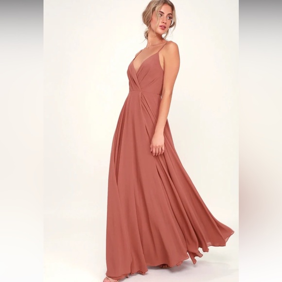 Lulus - All About Love Rusty Rose Maxi Dress Size L - Picture 4 of 9